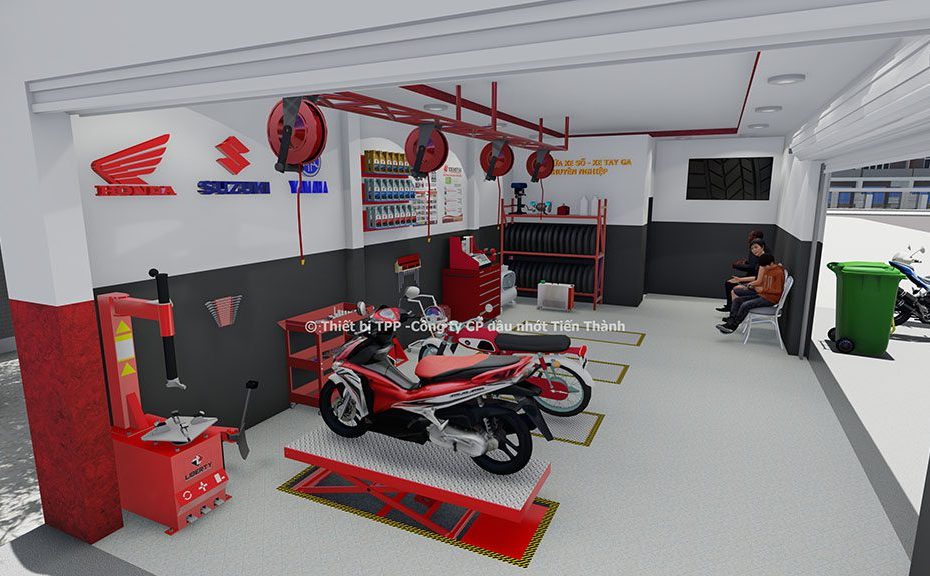Mô Hình Tiệm Sửa Xe Máy Chuyên Nghiệp 3D Công Ty Tiến Thành Thực Hiện -  Công Ty Tiến Thành - Thiết Bị Sửa Chữa Xe Máy Ô Tô